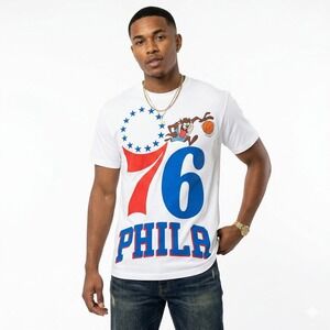 NWT Space Jam Graphic T-Shirt White '76 Philadelphia Retro Streetwear Size S